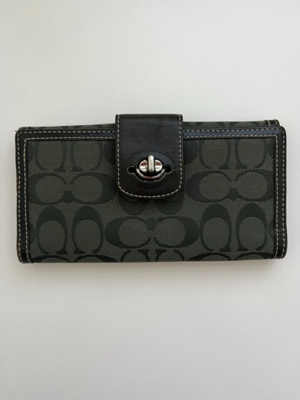 Coach Black and Dark Gray Signature Wallet